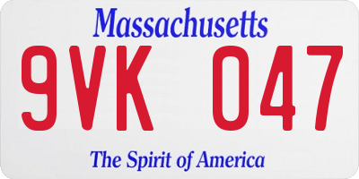 MA license plate 9VK047