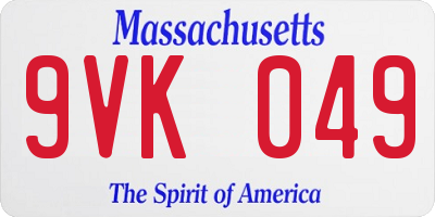MA license plate 9VK049