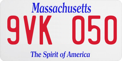 MA license plate 9VK050