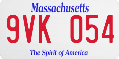 MA license plate 9VK054