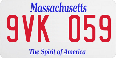 MA license plate 9VK059