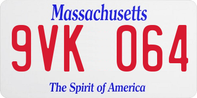 MA license plate 9VK064