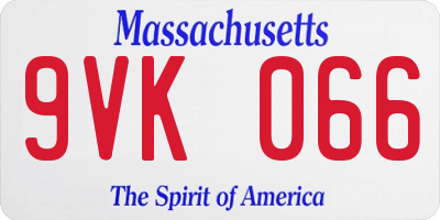 MA license plate 9VK066