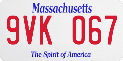 MA license plate 9VK067
