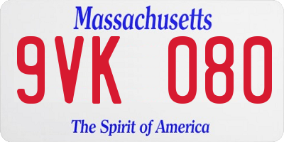 MA license plate 9VK080