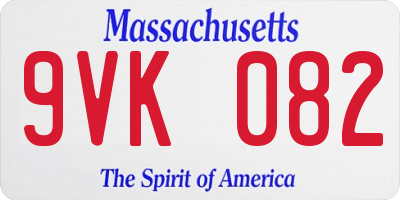 MA license plate 9VK082