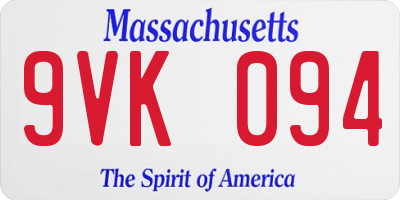 MA license plate 9VK094