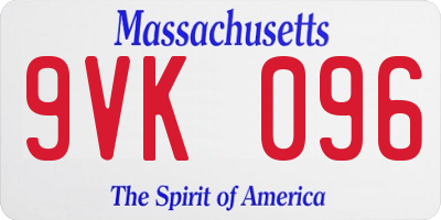 MA license plate 9VK096