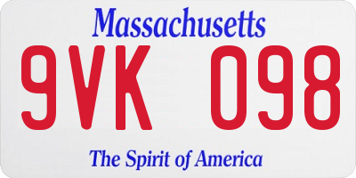 MA license plate 9VK098