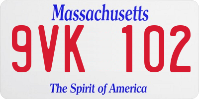 MA license plate 9VK102