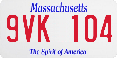 MA license plate 9VK104