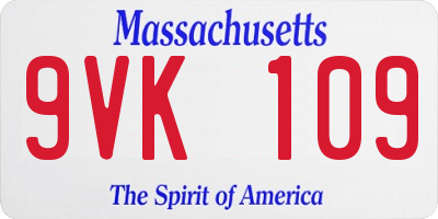 MA license plate 9VK109