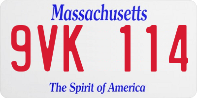 MA license plate 9VK114