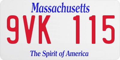 MA license plate 9VK115