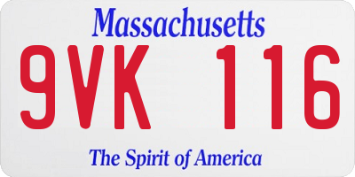 MA license plate 9VK116