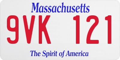 MA license plate 9VK121