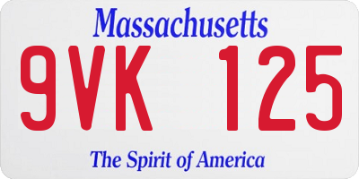MA license plate 9VK125