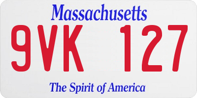 MA license plate 9VK127