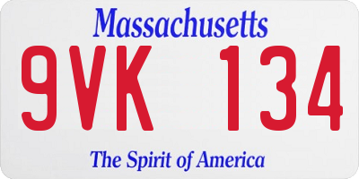 MA license plate 9VK134
