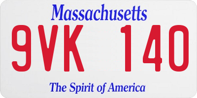 MA license plate 9VK140