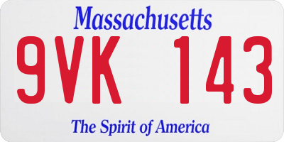 MA license plate 9VK143