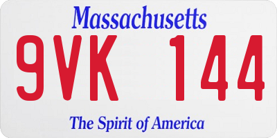MA license plate 9VK144