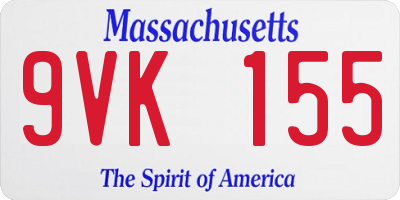 MA license plate 9VK155