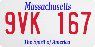MA license plate 9VK167