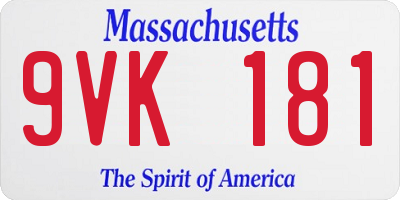 MA license plate 9VK181