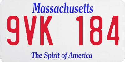 MA license plate 9VK184