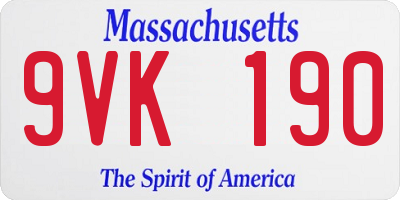 MA license plate 9VK190