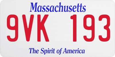 MA license plate 9VK193