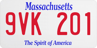 MA license plate 9VK201