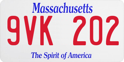 MA license plate 9VK202