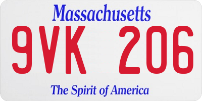 MA license plate 9VK206