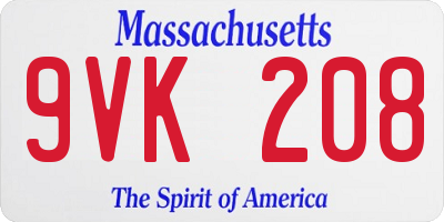 MA license plate 9VK208