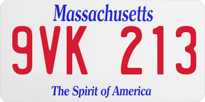 MA license plate 9VK213