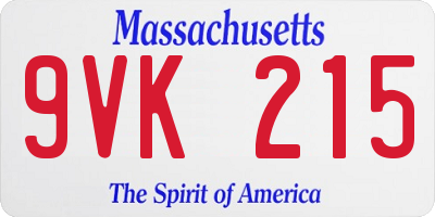 MA license plate 9VK215