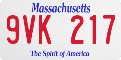 MA license plate 9VK217