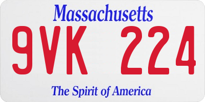 MA license plate 9VK224