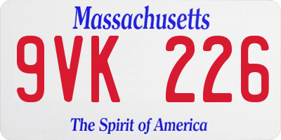MA license plate 9VK226