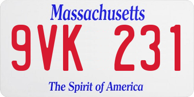MA license plate 9VK231