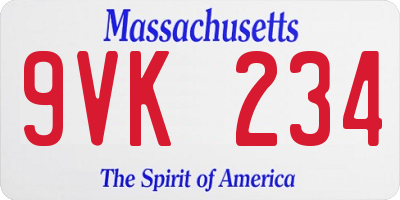 MA license plate 9VK234