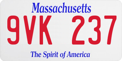 MA license plate 9VK237