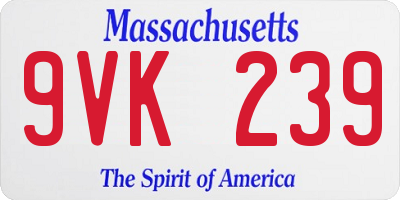 MA license plate 9VK239