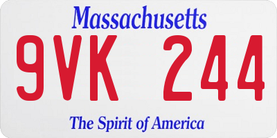 MA license plate 9VK244