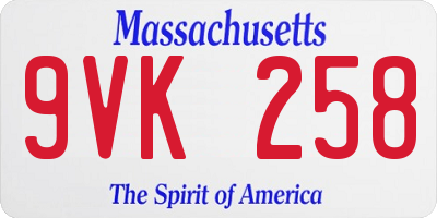 MA license plate 9VK258