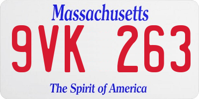 MA license plate 9VK263