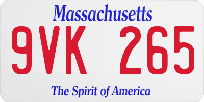 MA license plate 9VK265