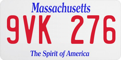 MA license plate 9VK276
